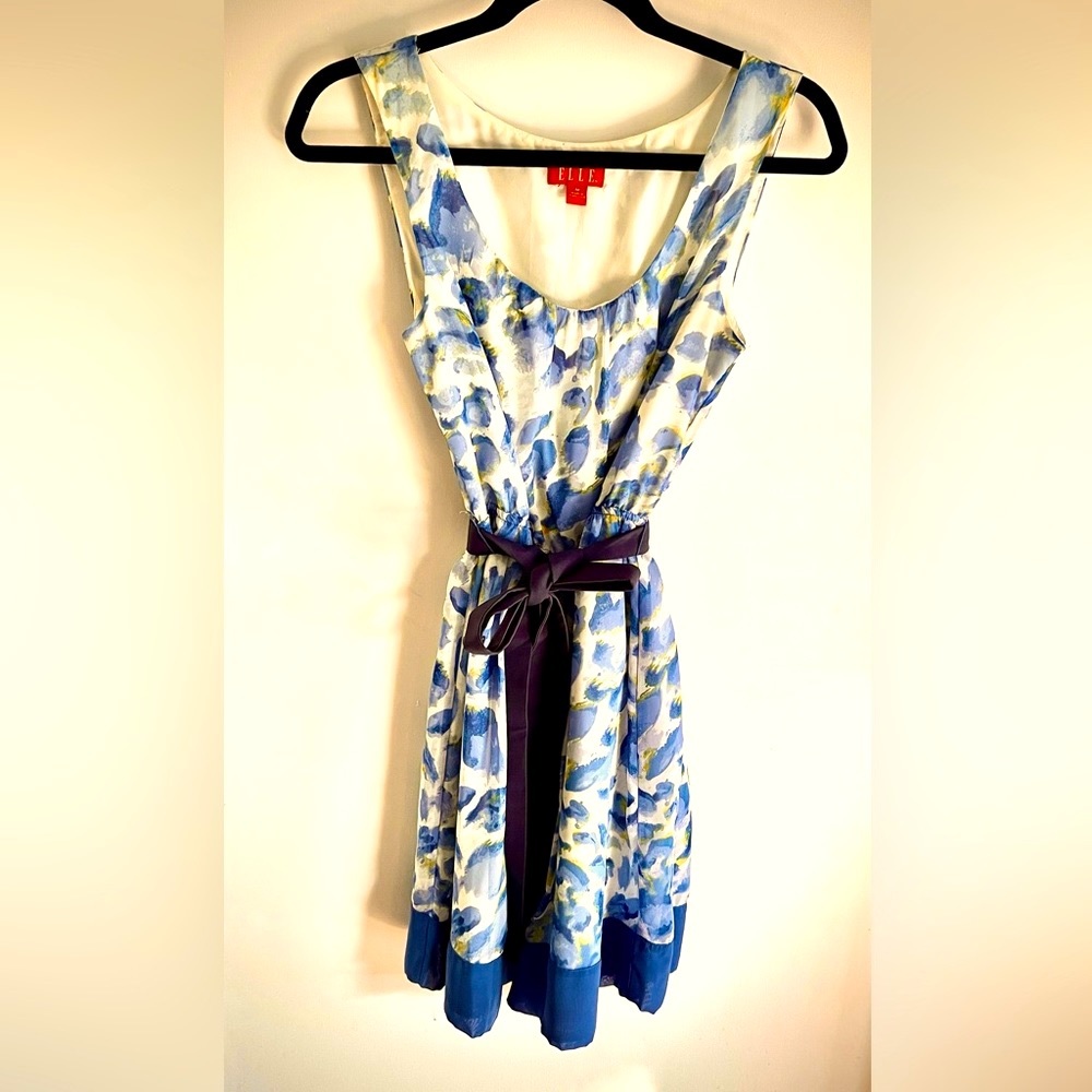 Elle watercolor blue and green flowy dress-Good Preowned Condition, Medium-cute.